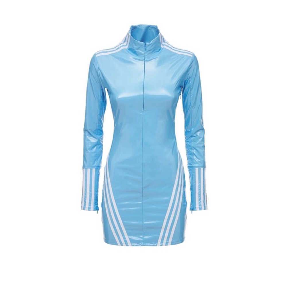 🫧Adidas x IVY PARK Blue & White ‘Latex’ Mini Dress / Size SMALL / EUC
